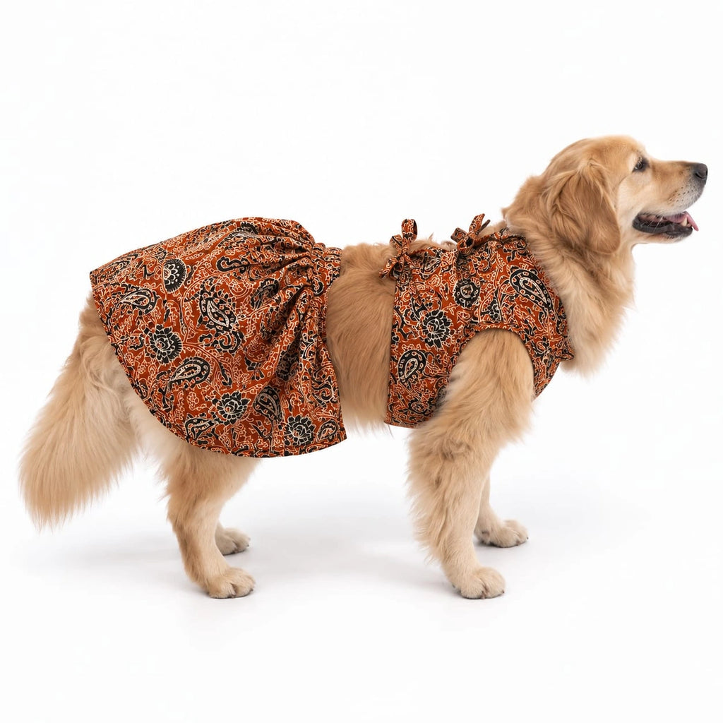 Thunder Tails Andaaz-e-Ajrakh Orange Dog Lehenga