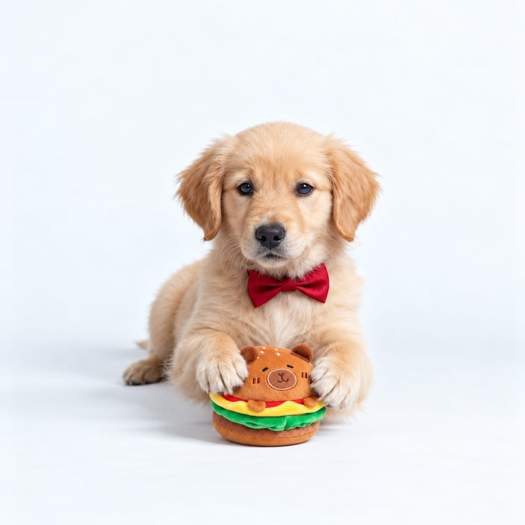 Thunder Tails Plush Burger Soft Toy for Dogs —  Novelty Pet Toy
