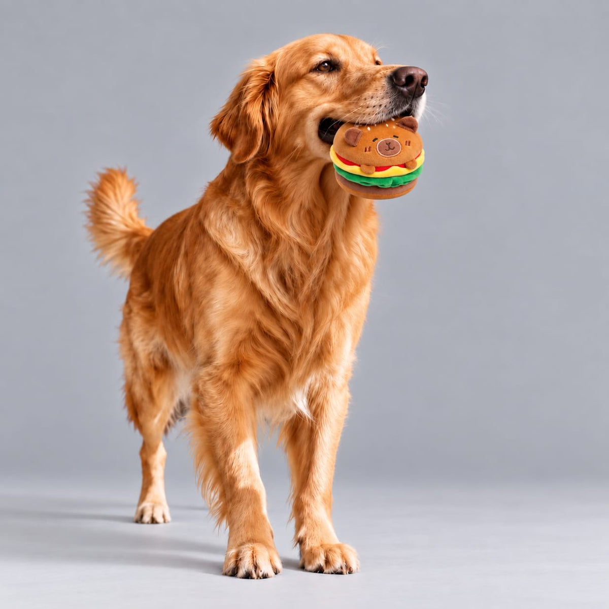 Thunder Tails Plush Burger Soft Toy for Dogs —  Novelty Pet Toy