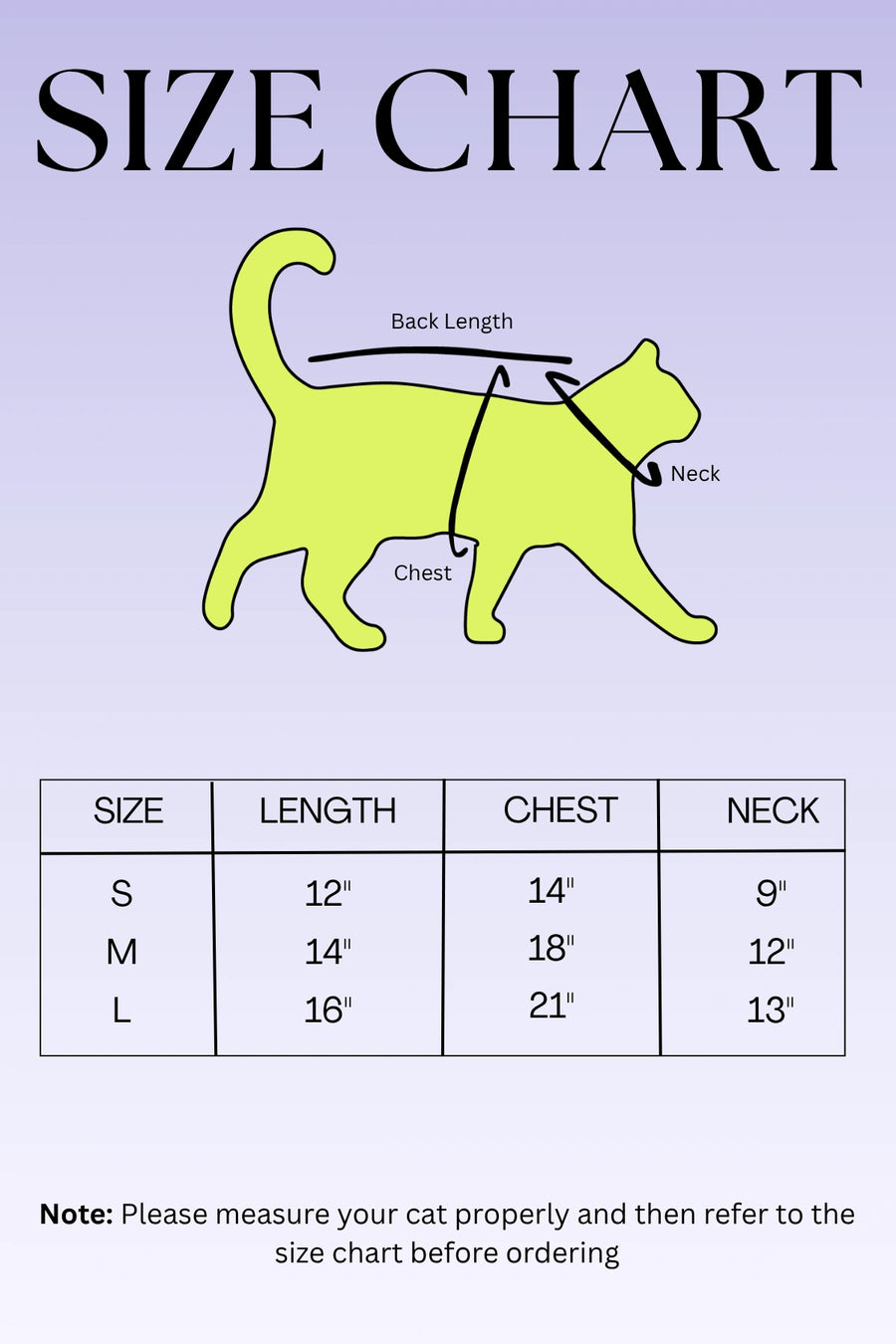 Cat Size Chart