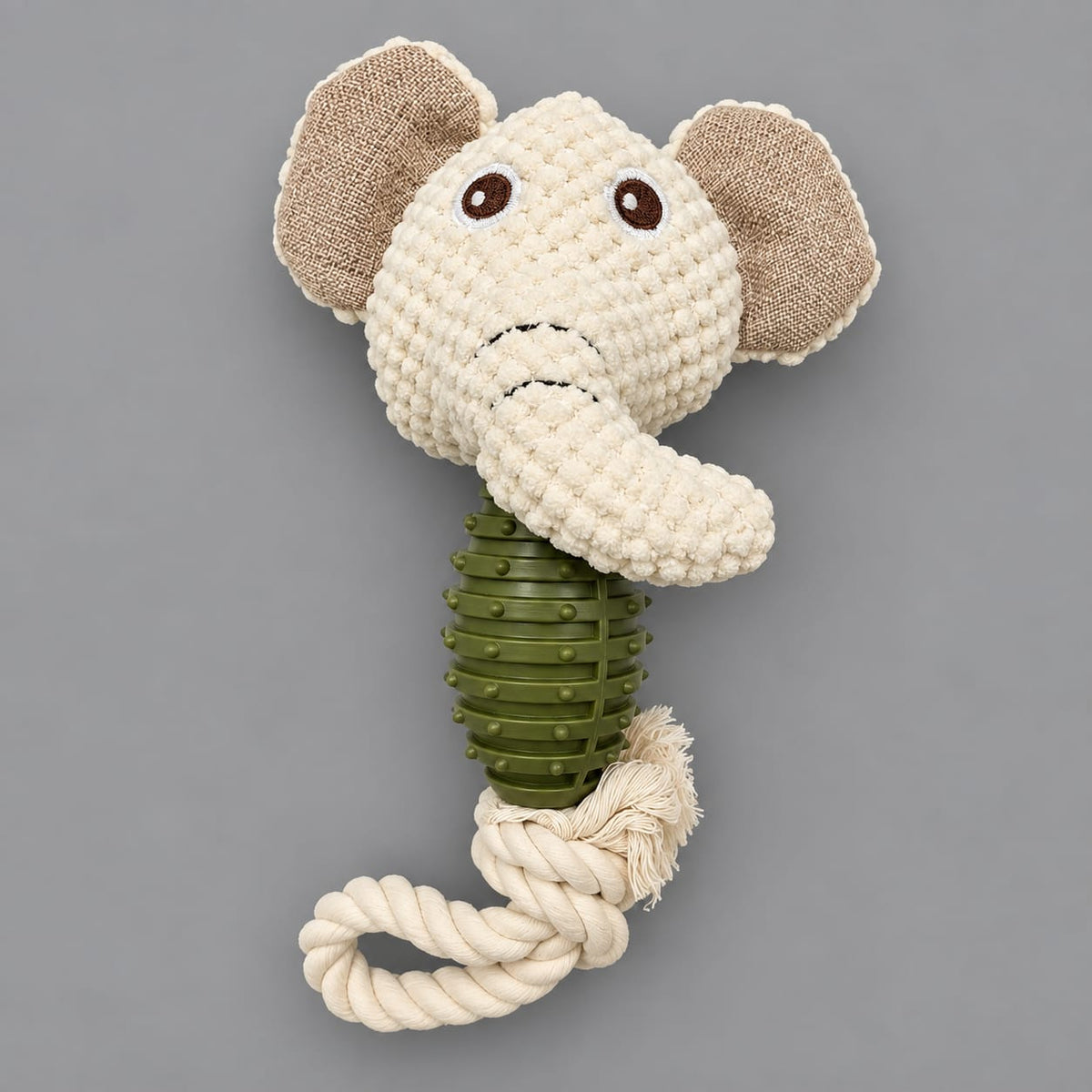 Thunder Tails Plush Elephant Soft Toy for Dogs — Squeaky Pet Toy With Rope