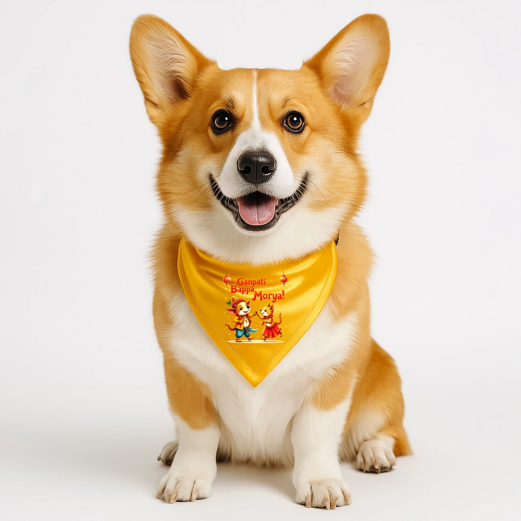 Thunder Tails Paw-rade with Bappa Dogs & Cats Bandana - Ganpati Bappa Morya
