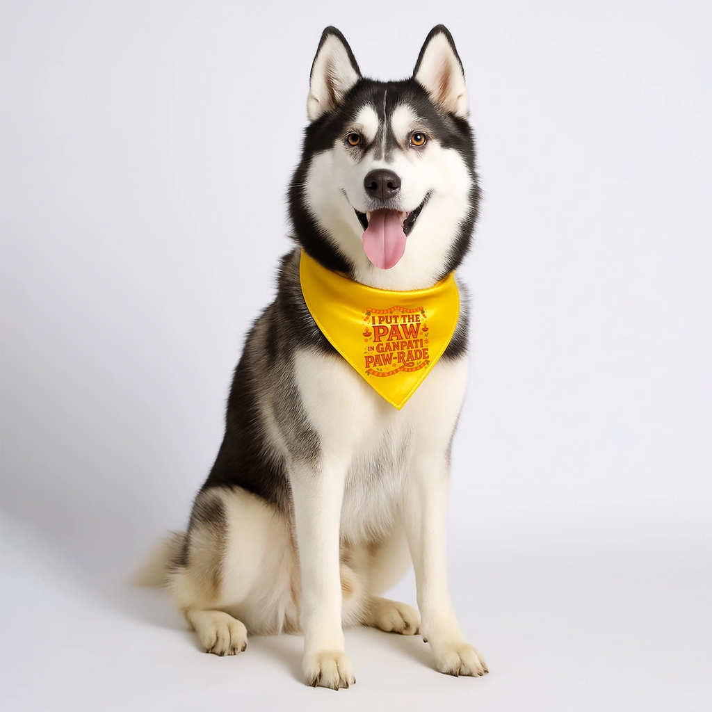 Thunder Tails Paw-rade with Bappa Dogs & Cats Bandana - I put Paw in Ganpati Paw-rade