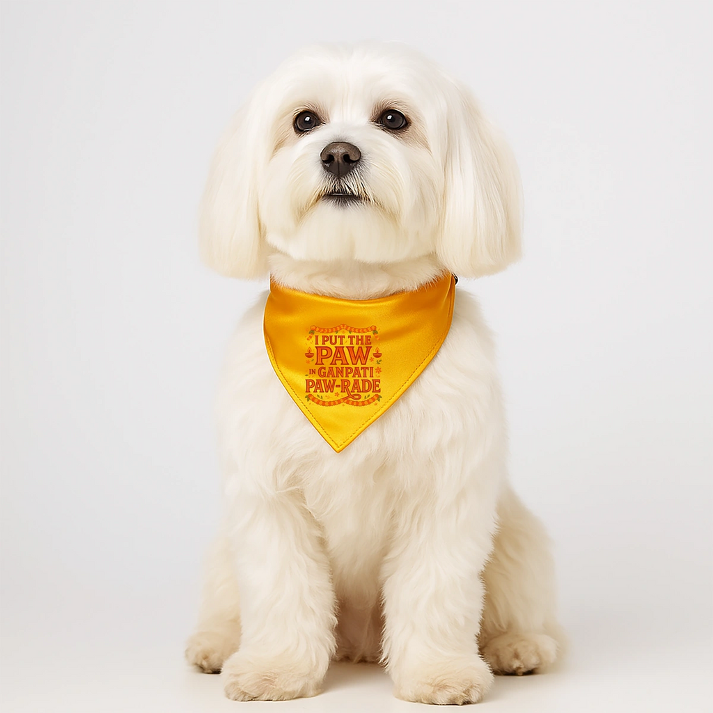 Thunder Tails Paw-rade with Bappa Dogs & Cats Bandana - I put Paw in Ganpati Paw-rade