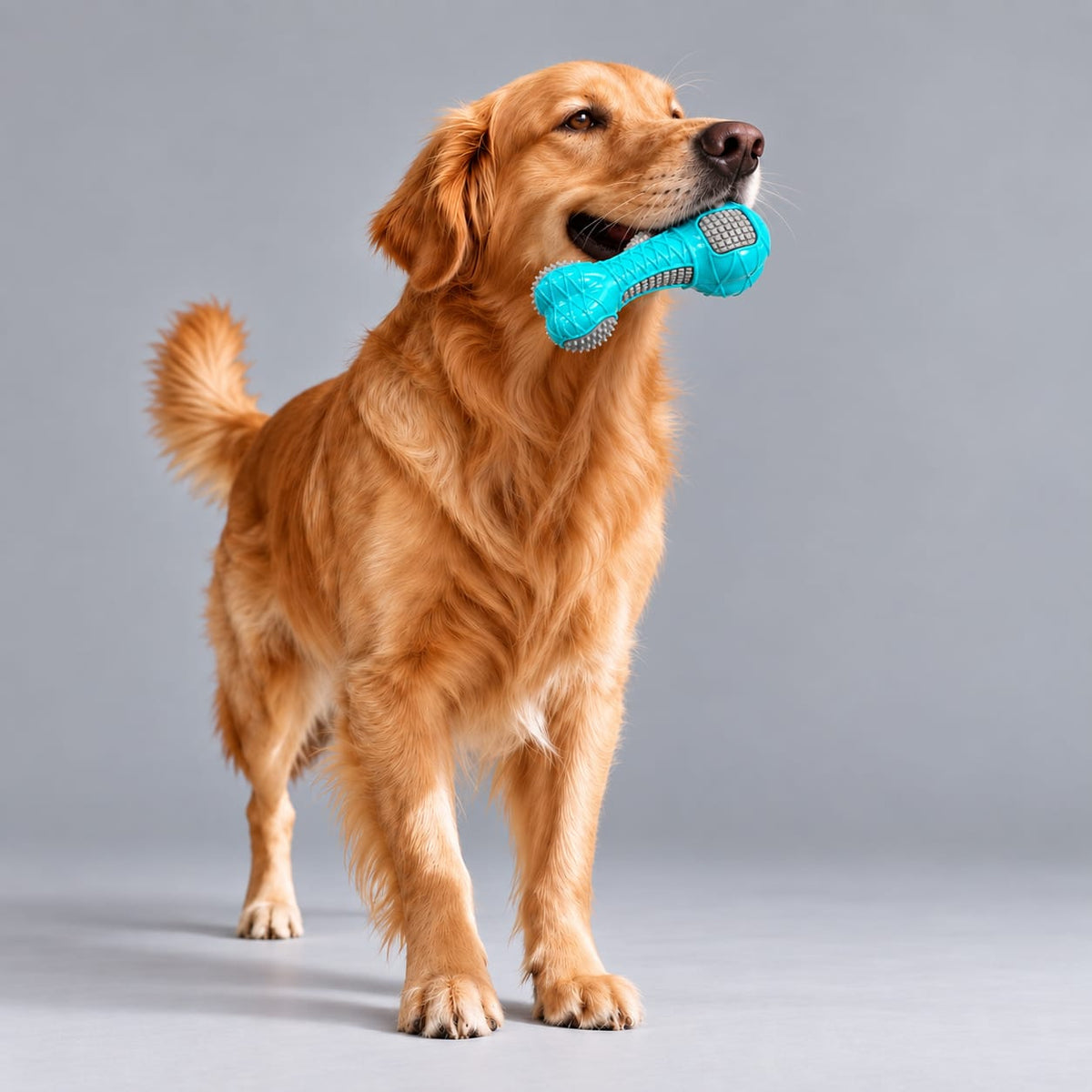 Thunder Tails Diamond Grid Dog Bone Chew Toy — TPR Squeaky Dental Chew