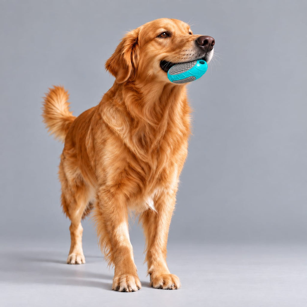 Thunder Tails  Oval Diamond Grid Dog Chew Toy — TPR Squeaky Teeth Cleaning Toy
