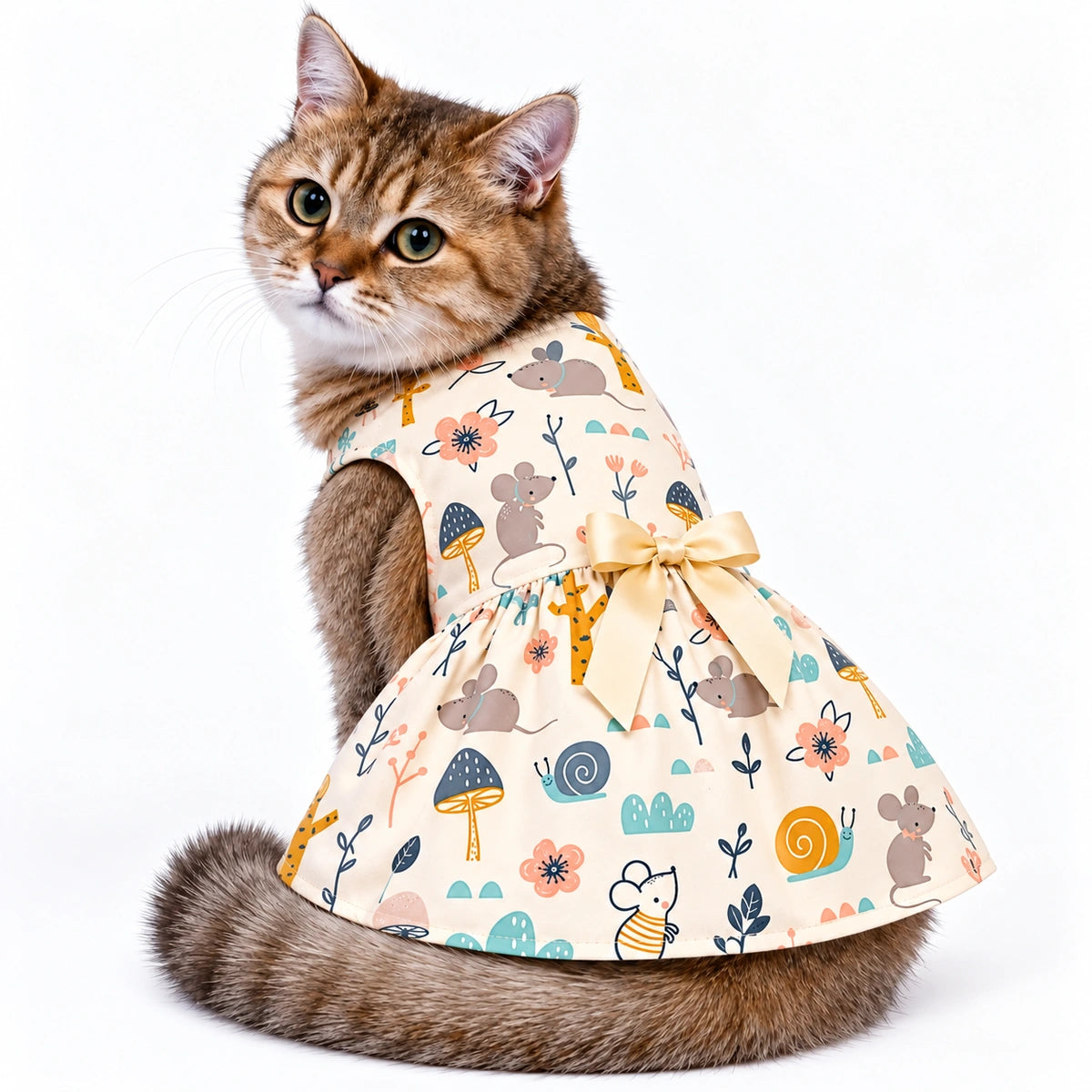Thunder Tails Cat Frock - Beige Mouse