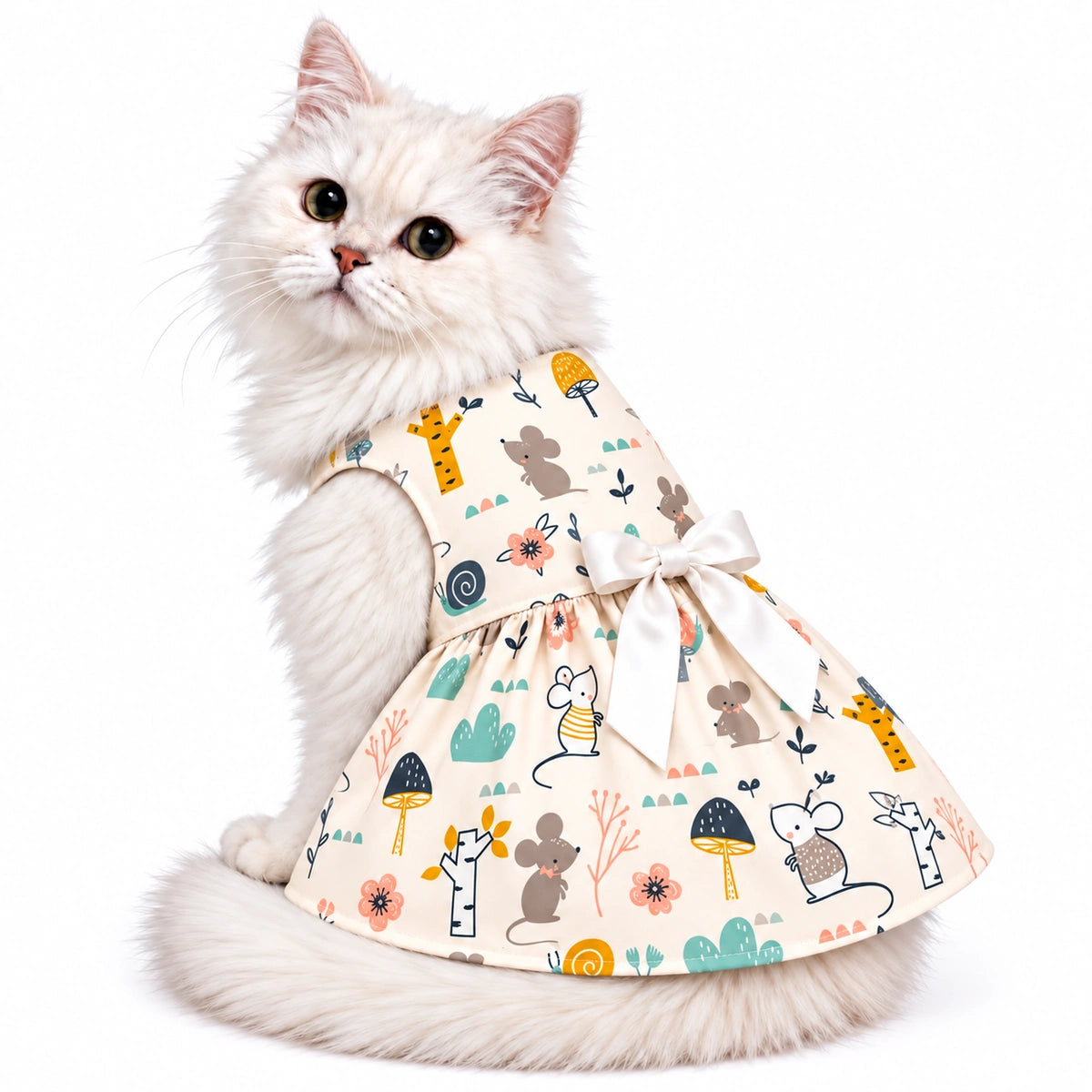 Thunder Tails Cat Frock - Beige Mouse