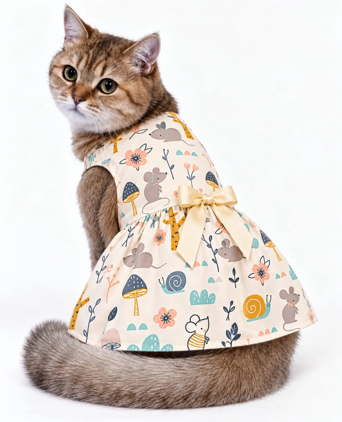 Thunder Tails Cat Frock - Beige Mouse
