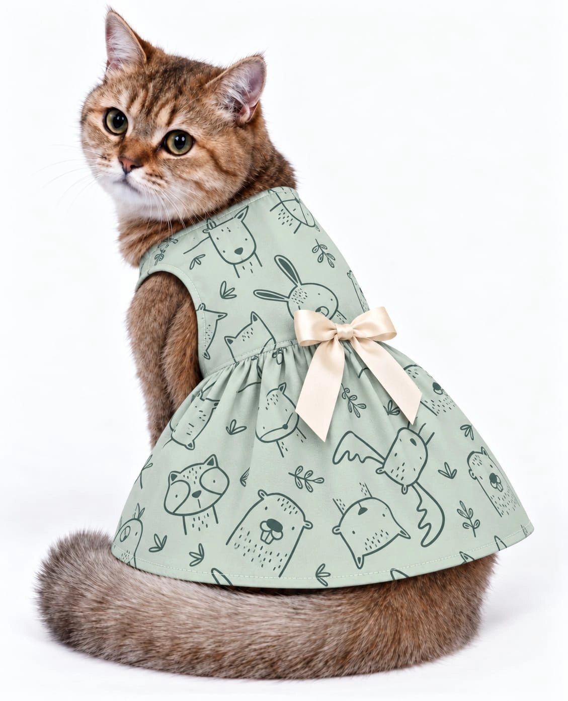 Thunder Tails Cat Frock - Teal Deer