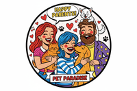 icon on white background with happy pet parent customers