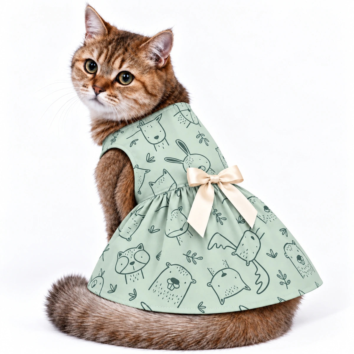 Thunder Tails Cat Frock - Teal Deer