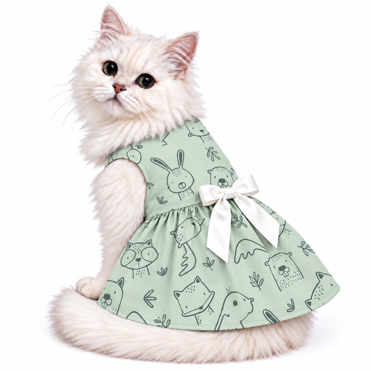 Thunder Tails Cat Frock - Teal Deer