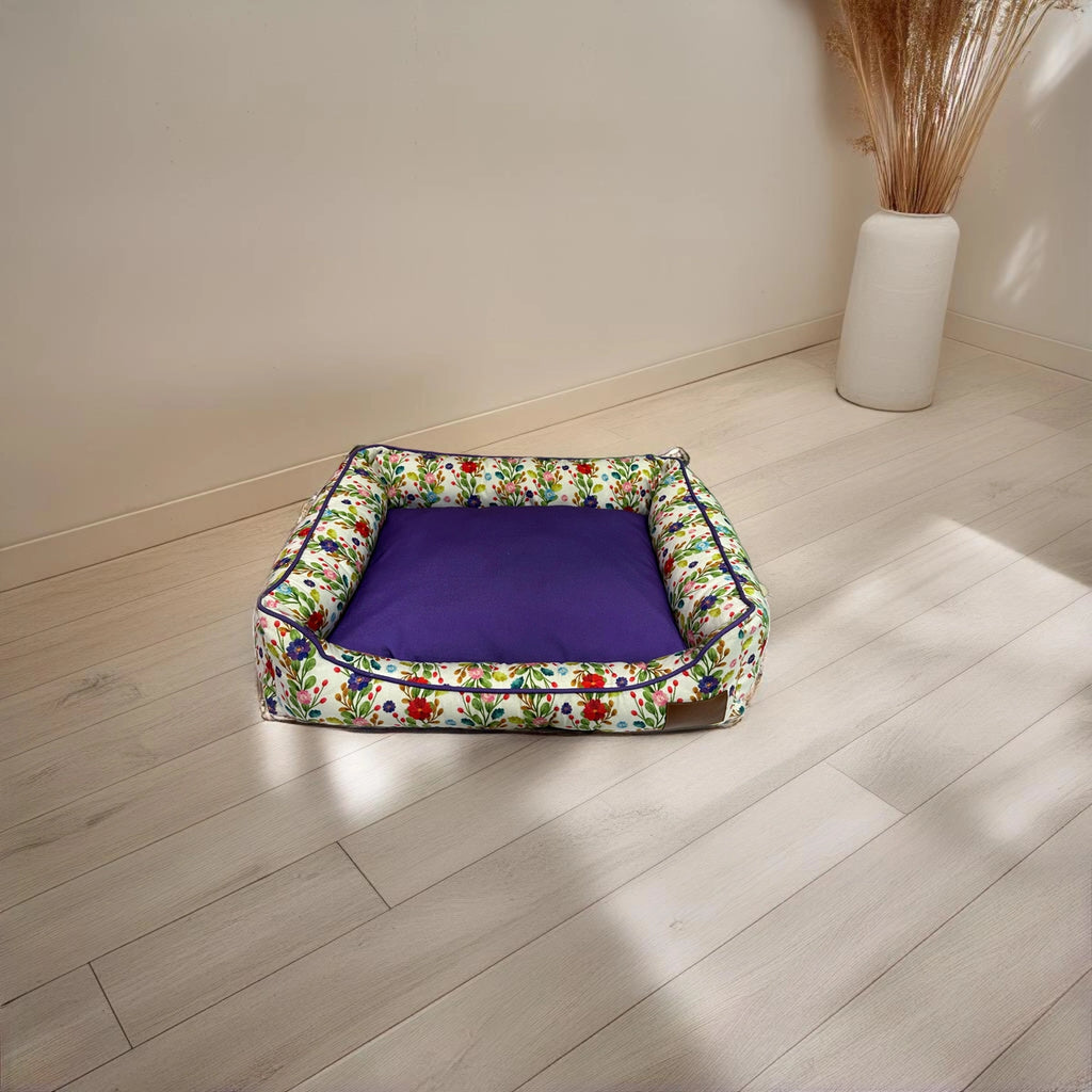 Thunder Tails Bloom Valley Lounger Dog Beds- Purple and Red