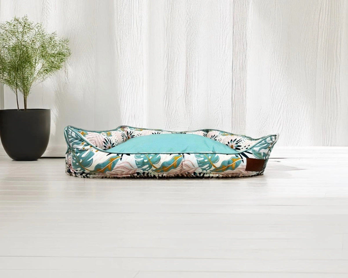 Thunder Tails Bloom Valley Lounger Dog Beds- Teal and Baby Pink
