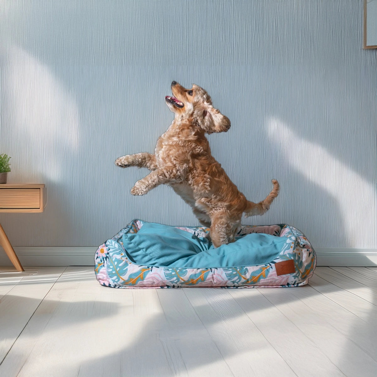 Thunder Tails Bloom Valley Lounger Dog Beds- Teal and Baby Pink