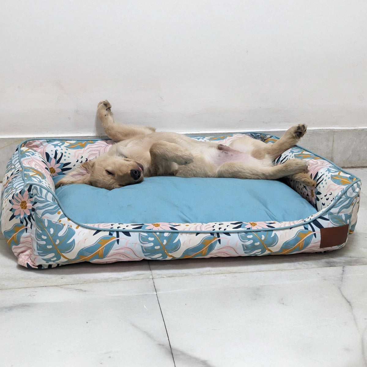 Thunder Tails Bloom Valley Lounger Dog Beds- Teal and Baby Pink