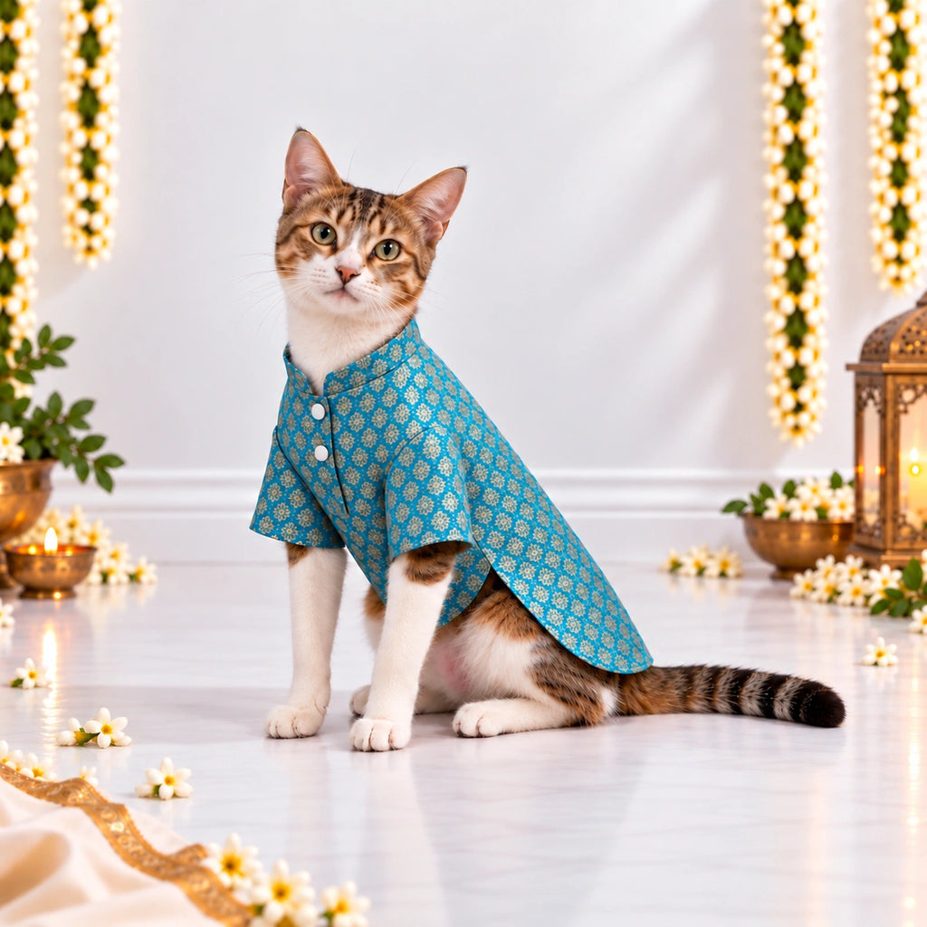 Thunder Tails Rangrez Cat Kurta - Blue