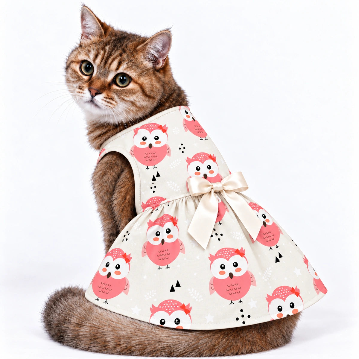 Thunder Tails Cat Frock - Pink Owl