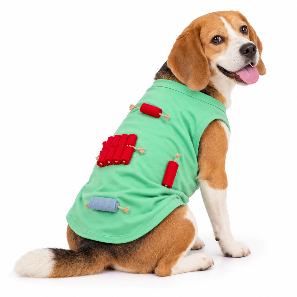Thunder Tails Dog T-shirt - Firecracker Diwali