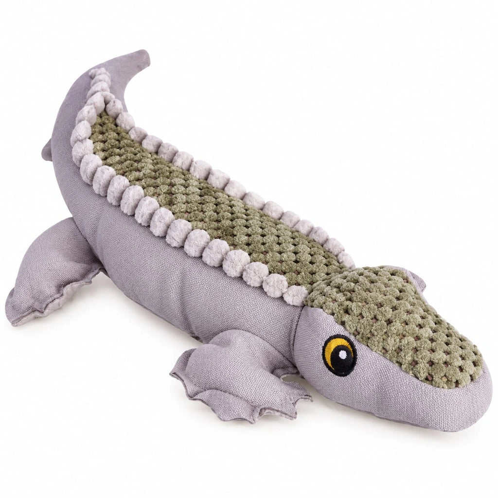 Thunder Tails Soft Toys for Dogs — Plush Velvet Green Crocodile Pet Toy