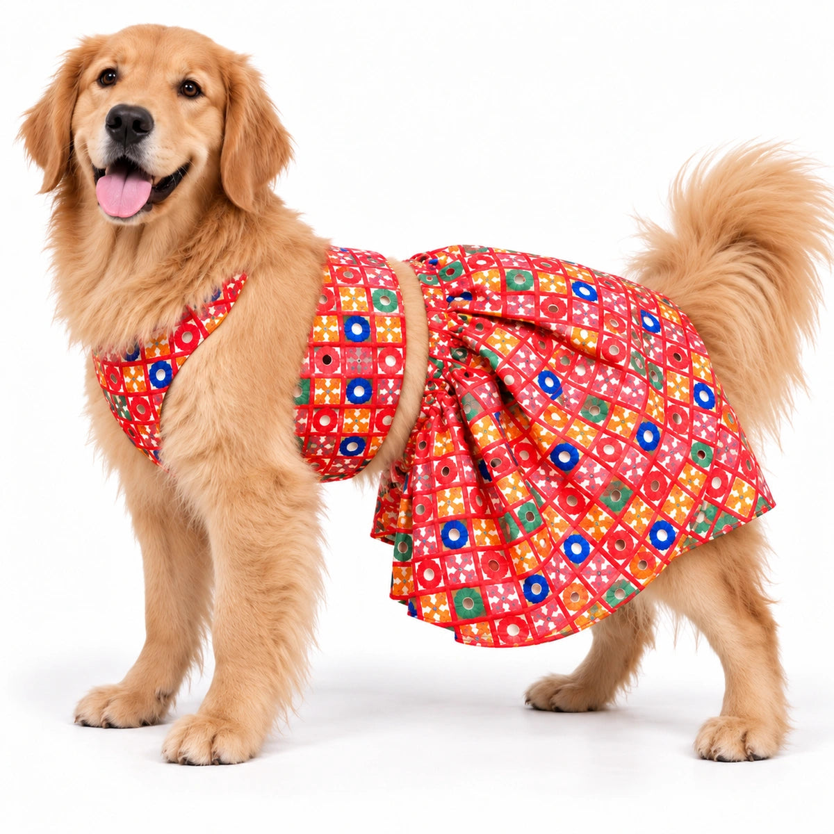 Thunder Tails Dandiya Days White Mirror Work Dog Lehenga
