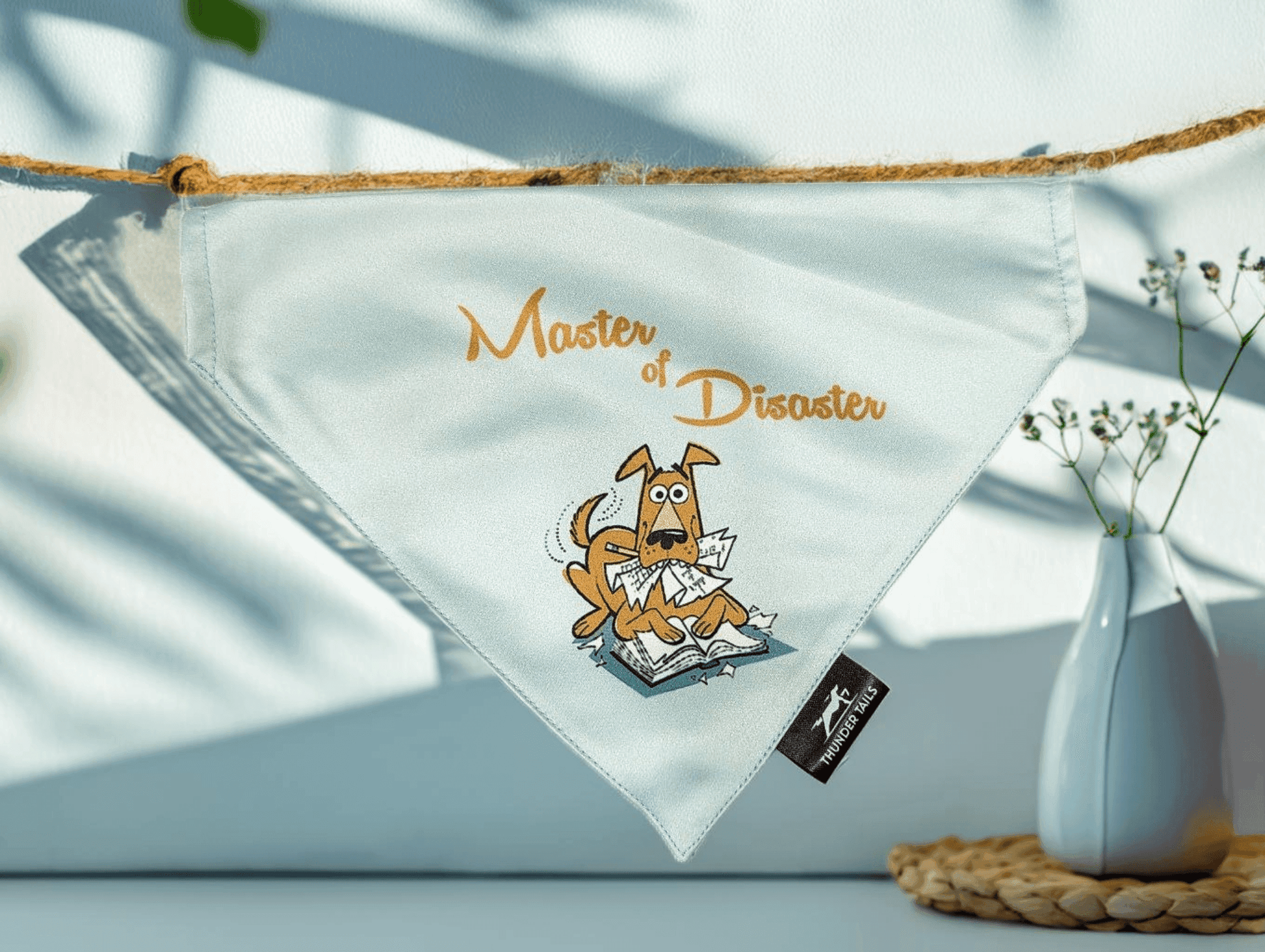 🎁 Thunder Tails Reversible Bandana with Fun and Sassy Sayings for Your Furry Friend - Master of Disaster