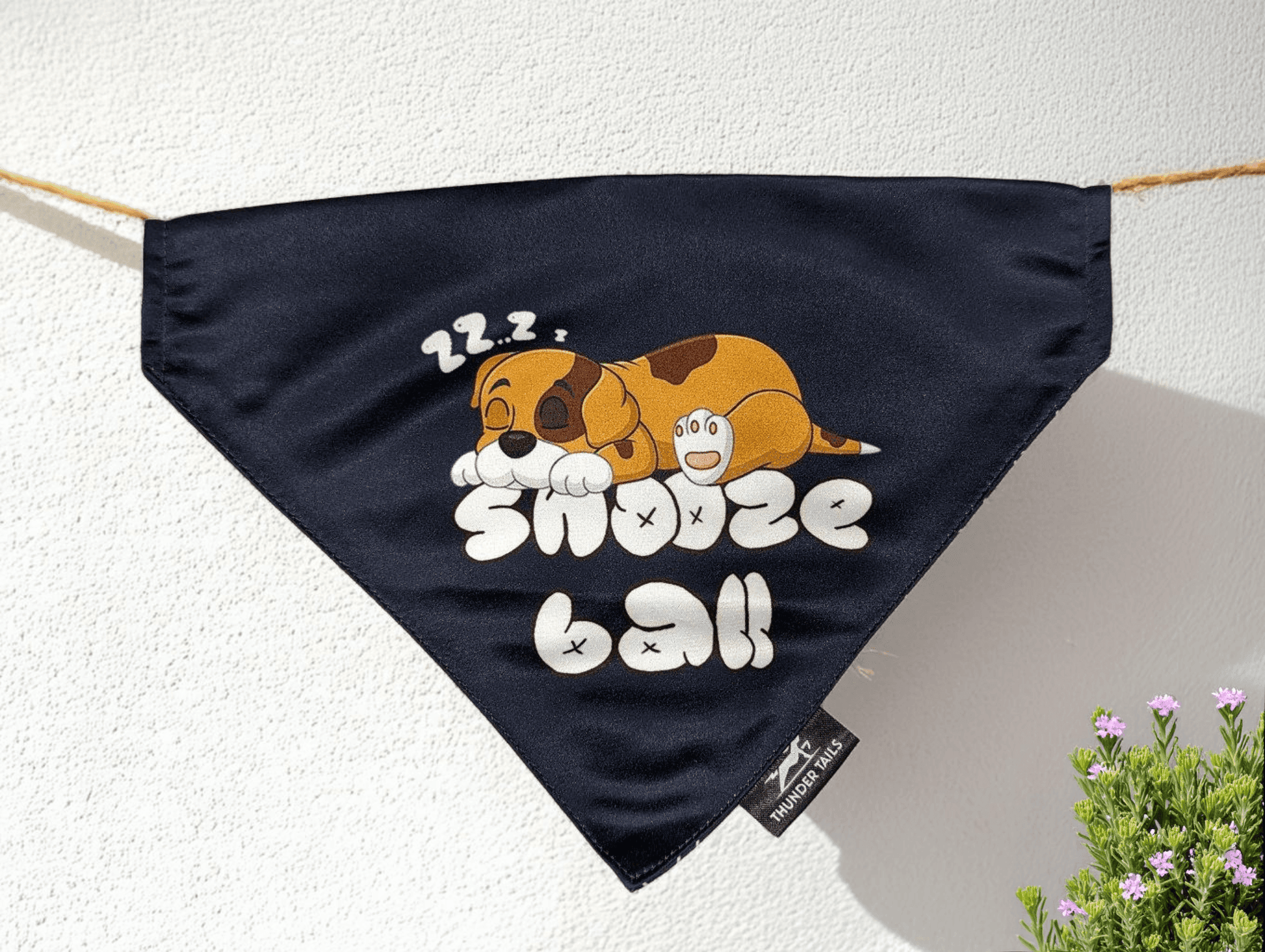 🎁 Thunder Tails Reversible Bandana with Fun and Sassy Sayings for Your Furry Friend - Snooze Ball