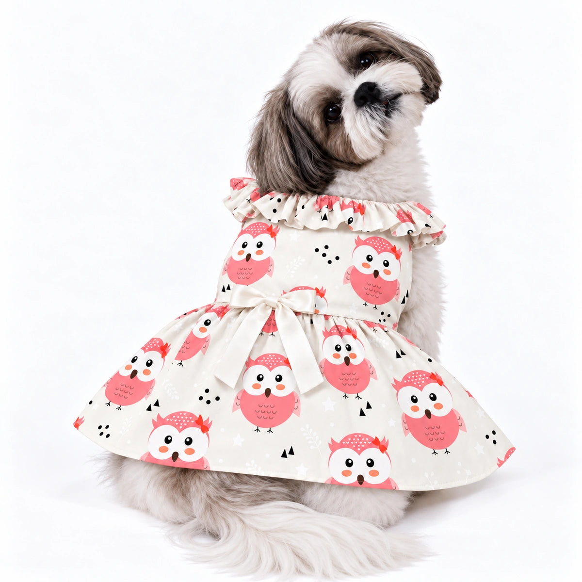 Thunder Tails Dog Frock - Pink Owl