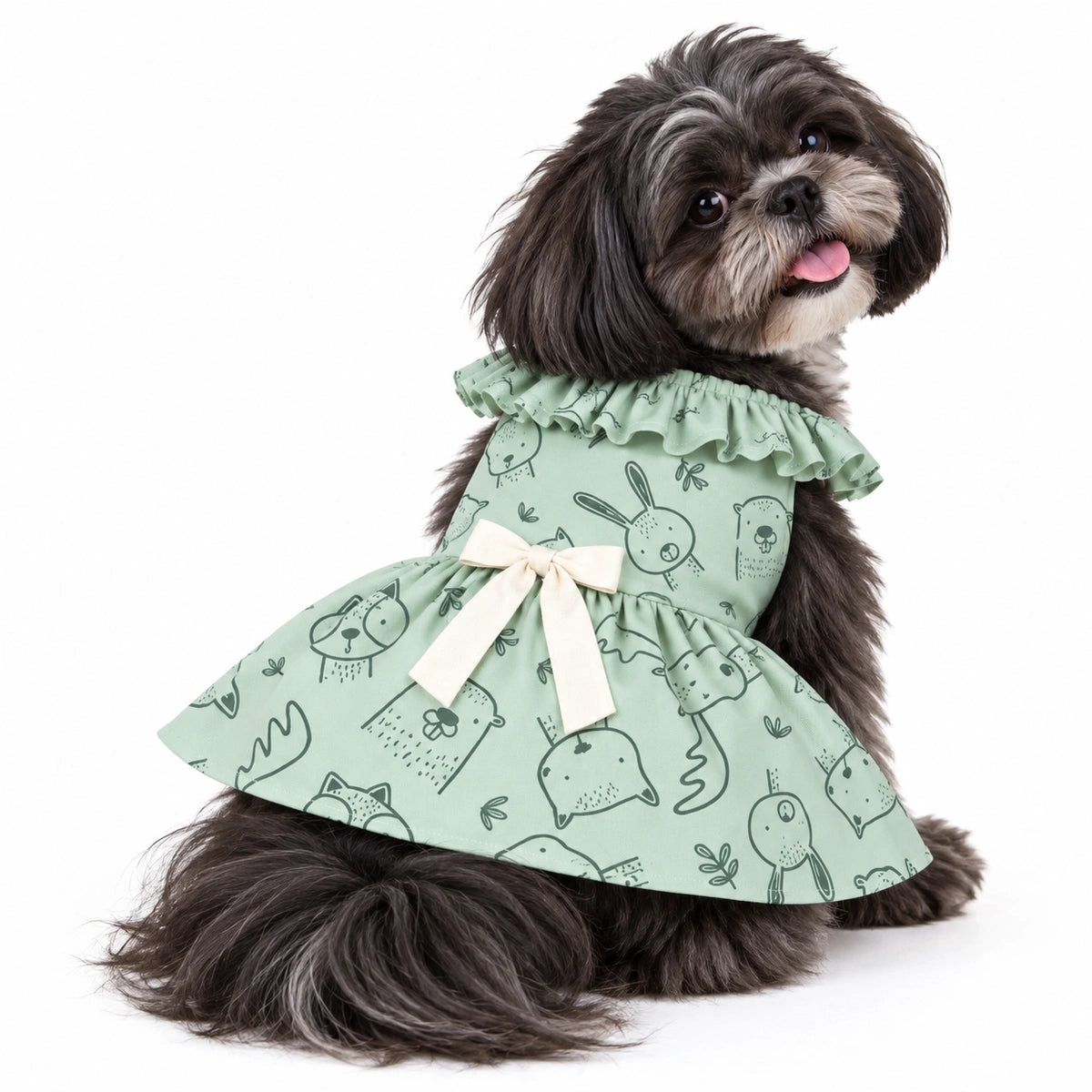 Thunder Tails Dog Frock - Teal Deer Bunny