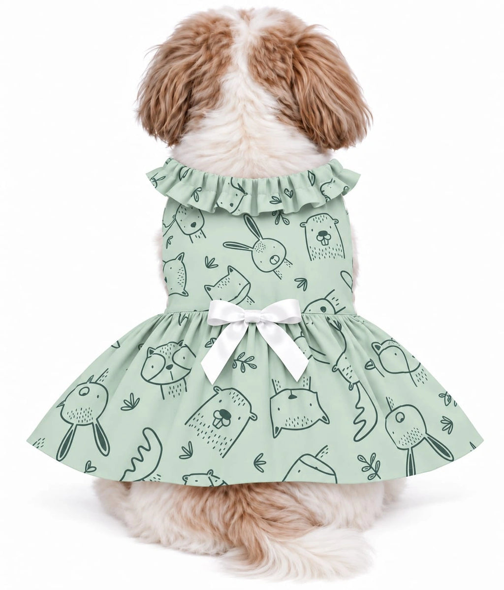 Thunder Tails Dog Frock - Teal Deer Bunny