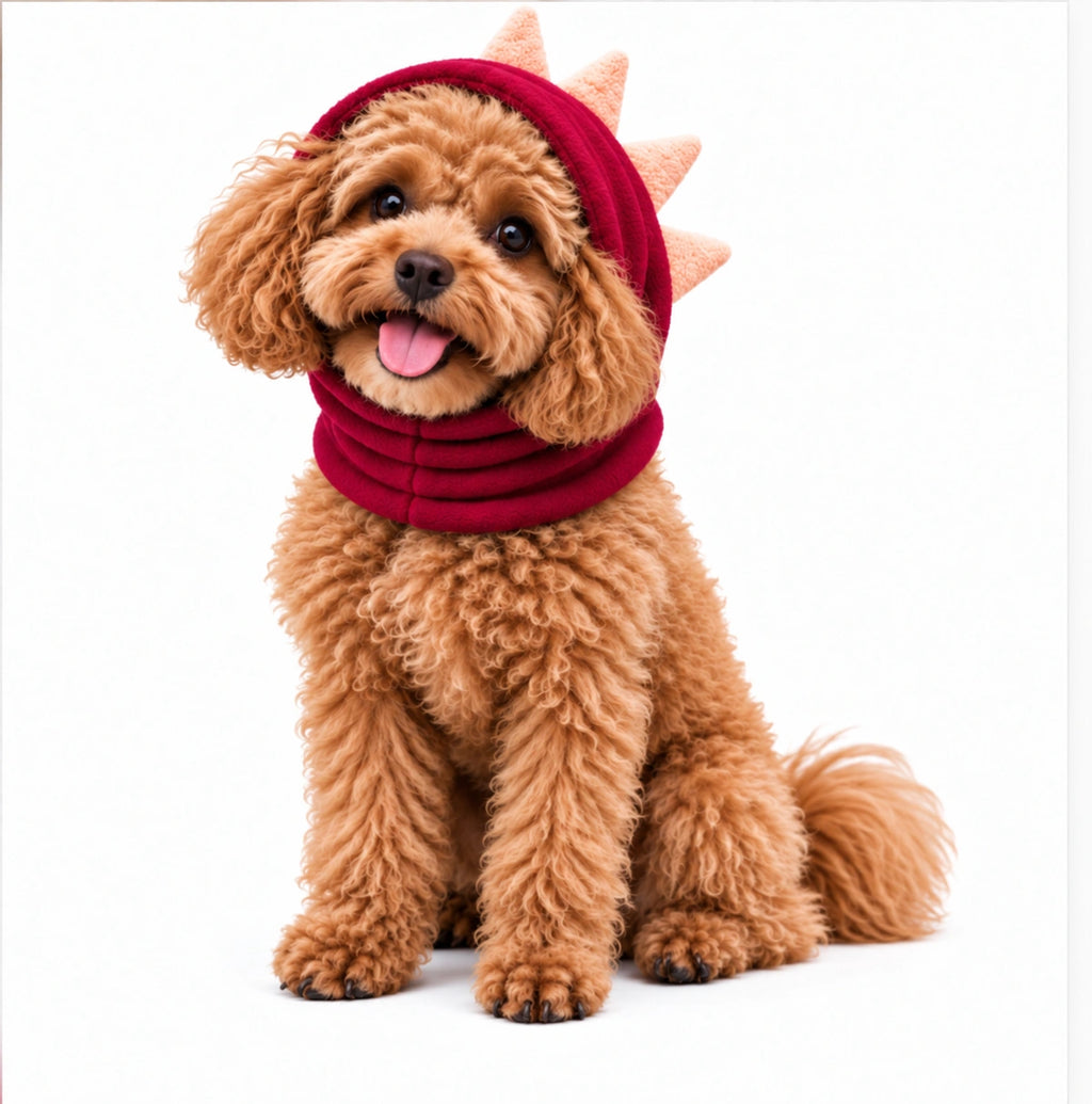 Thunder Tails Rawr Fleece Dog Snood - Maroon