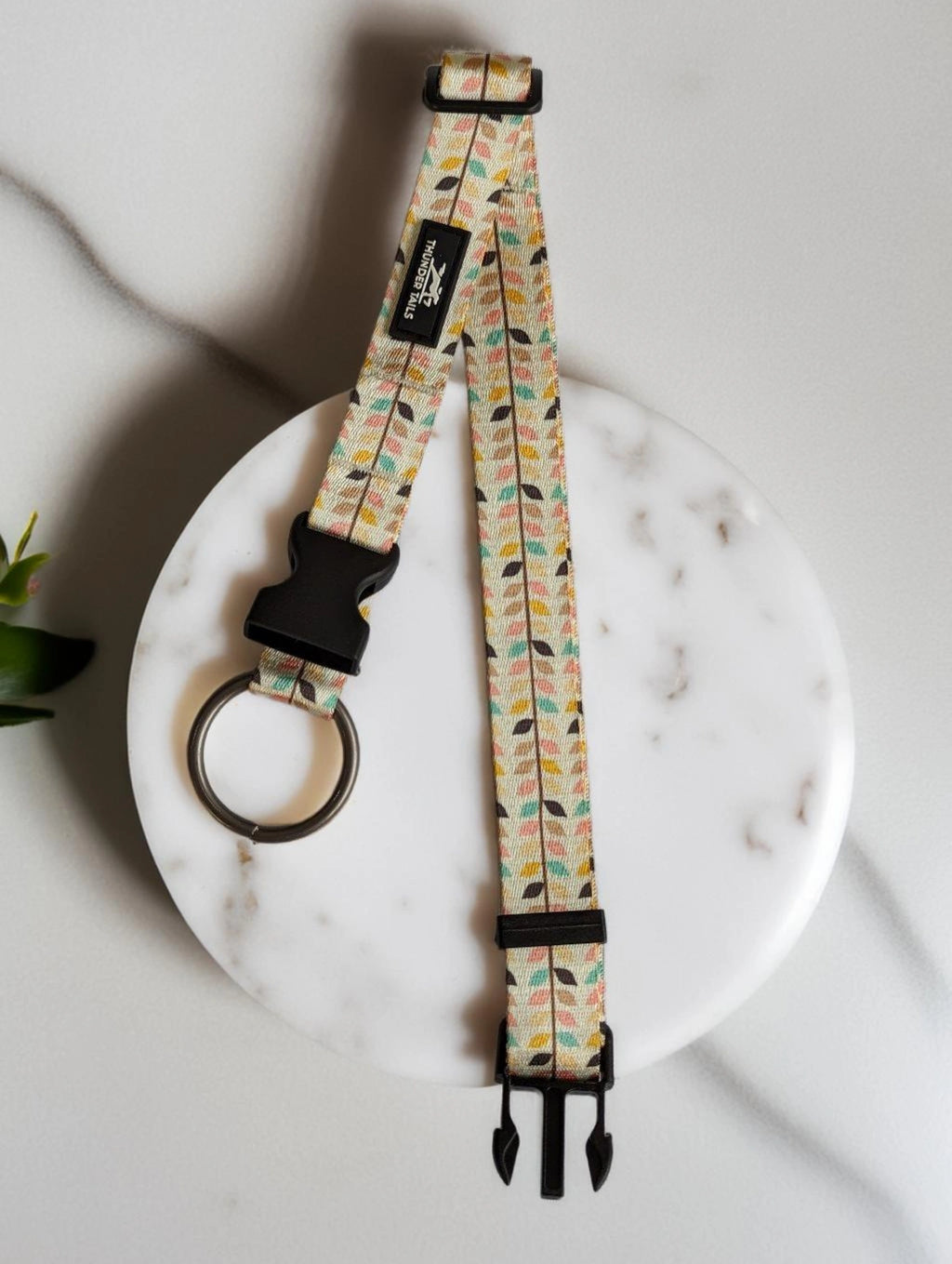Thunder Tails Elite Nylon Printed Collars- Beige Leaves