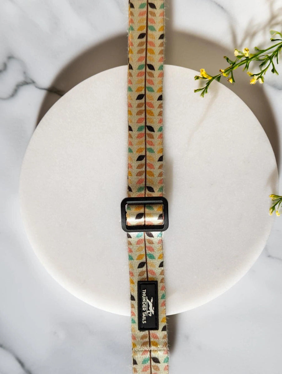 Thunder Tails Elite Nylon Printed Collars- Beige Leaves