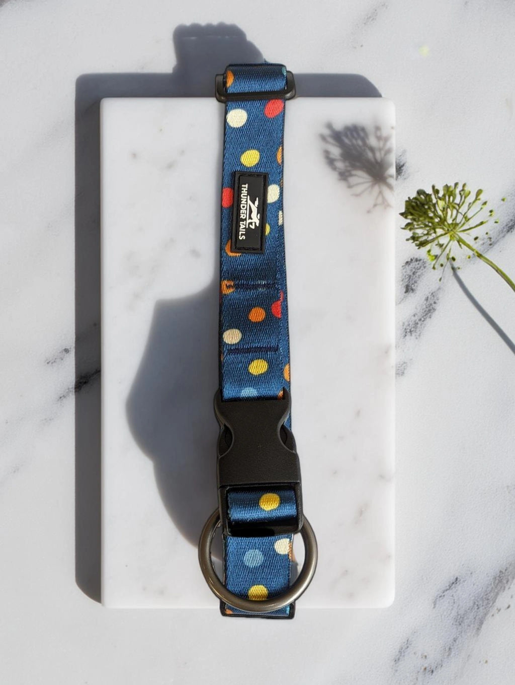 Thunder Tails Elite Nylon Printed Collars- Blue Polka Dots