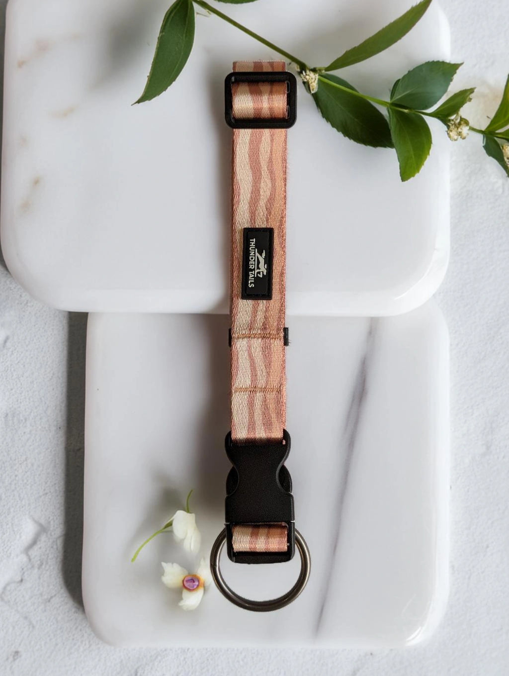 Thunder Tails Elite Nylon Printed Collars- Rose Gold Stripes