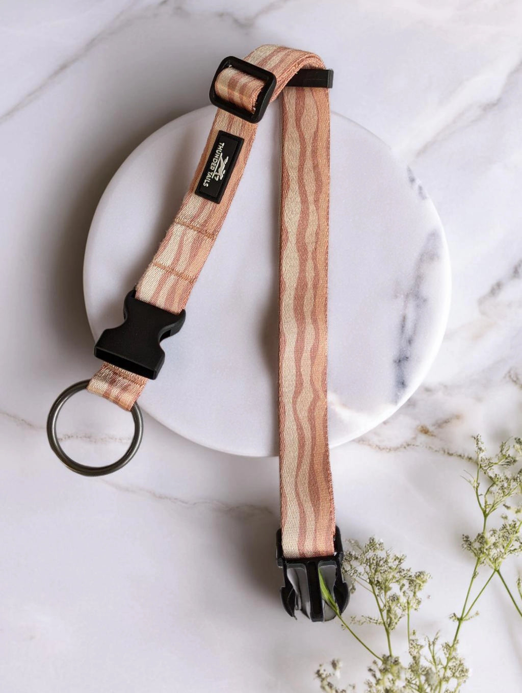 Thunder Tails Elite Nylon Printed Collars- Rose Gold Stripes