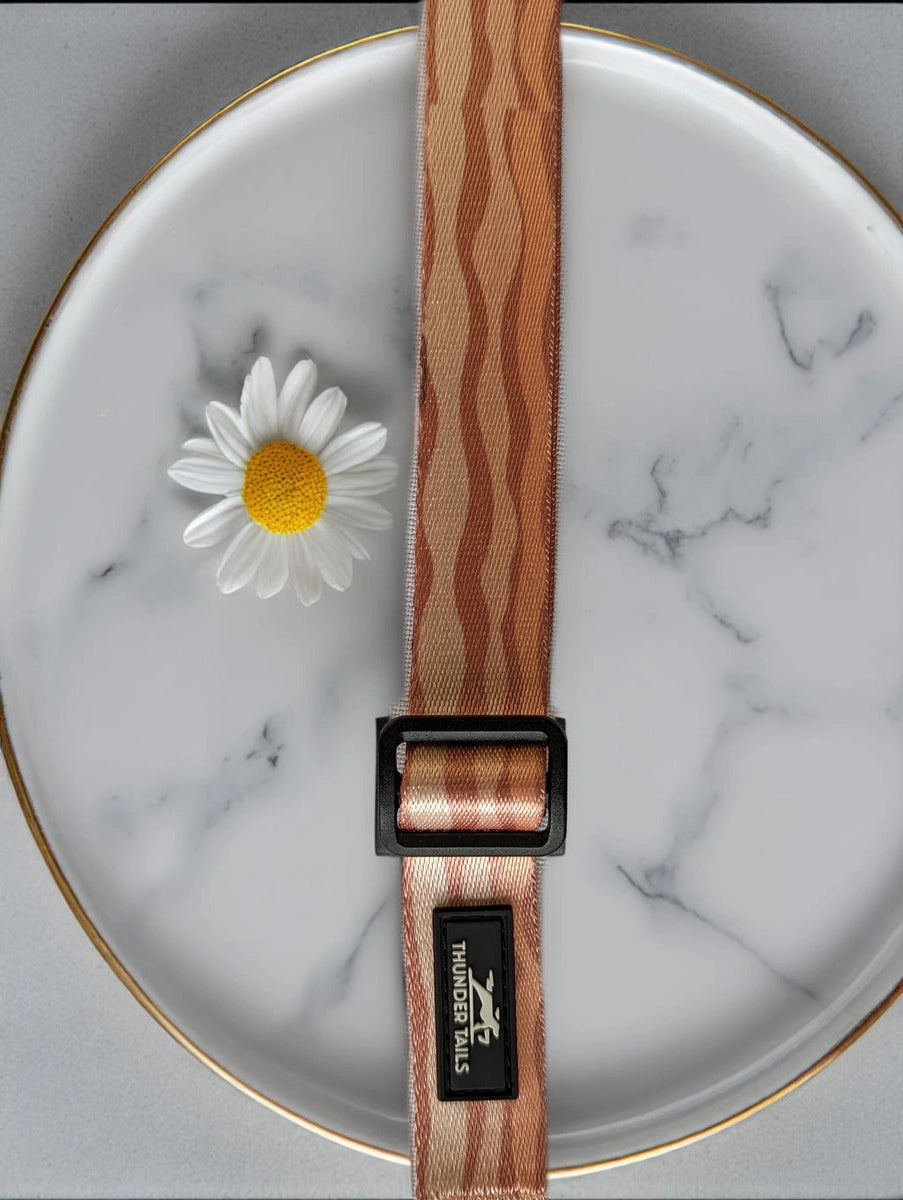 Thunder Tails Elite Nylon Printed Collars- Rose Gold Stripes