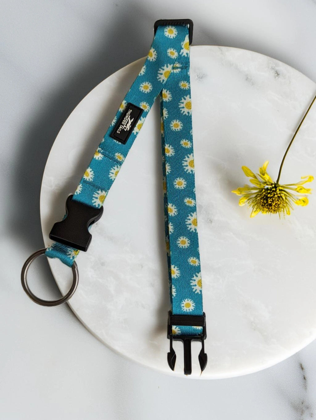 Thunder Tails Elite Nylon Printed Collars- Teal Floral