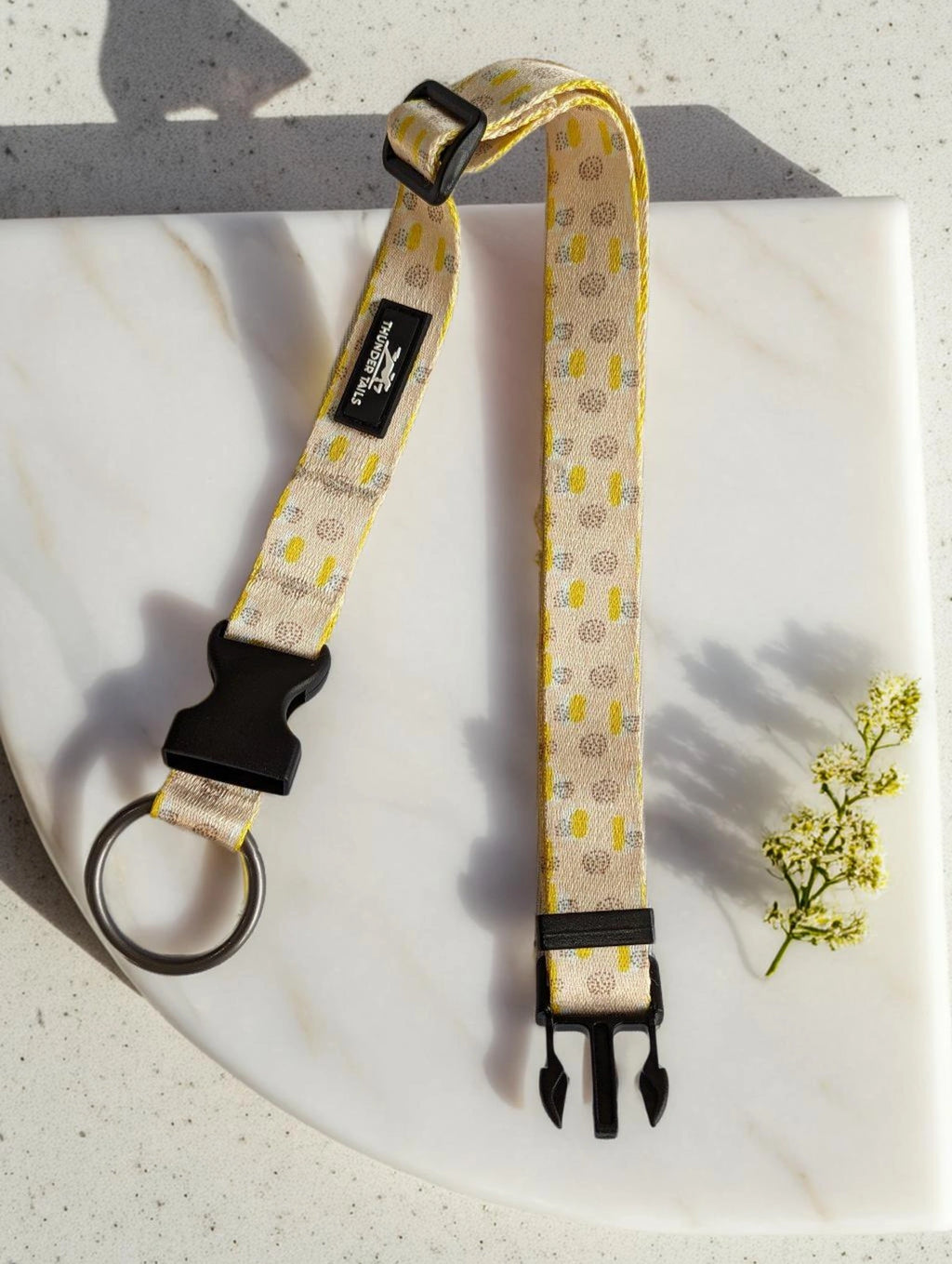 Thunder Tails Elite Nylon Printed Collars- Yellow Abstract Print