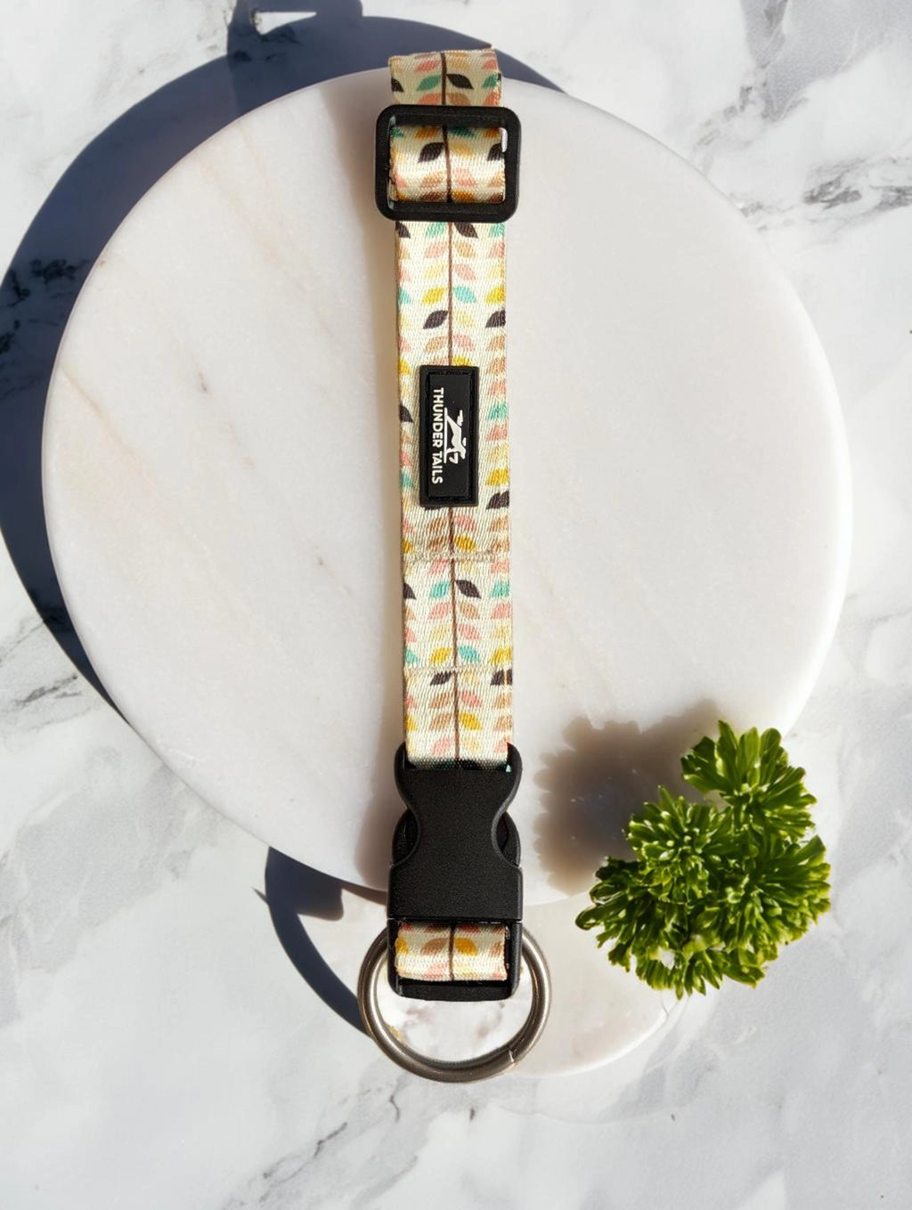 Thunder Tails Elite Nylon Printed Collars- Beige Leaves
