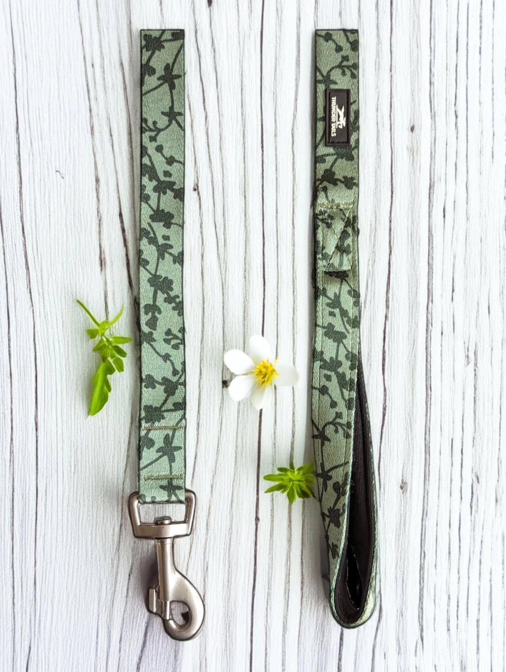 Thunder Tails Elite Nylon Printed Leash- Green Floral