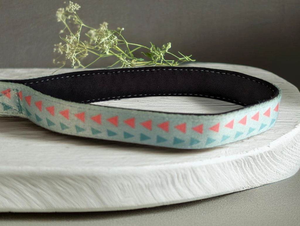 Thunder Tails Elite Nylon Printed Leash- Green/Pink Triangles