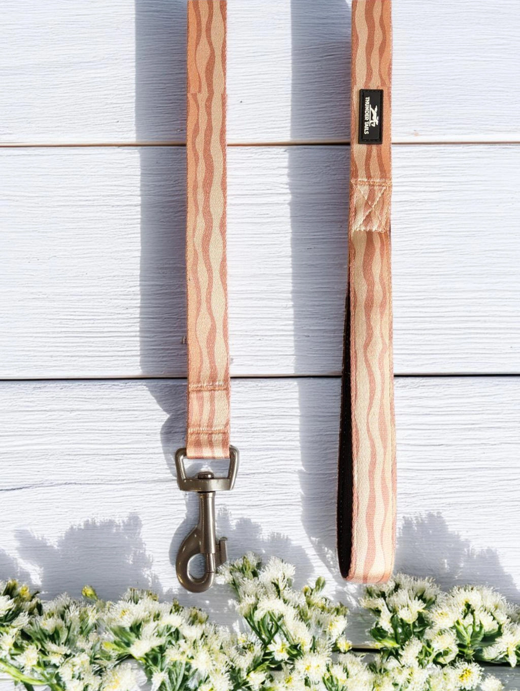 Thunder Tails Elite Nylon Printed Leash- Rose Gold Stripes