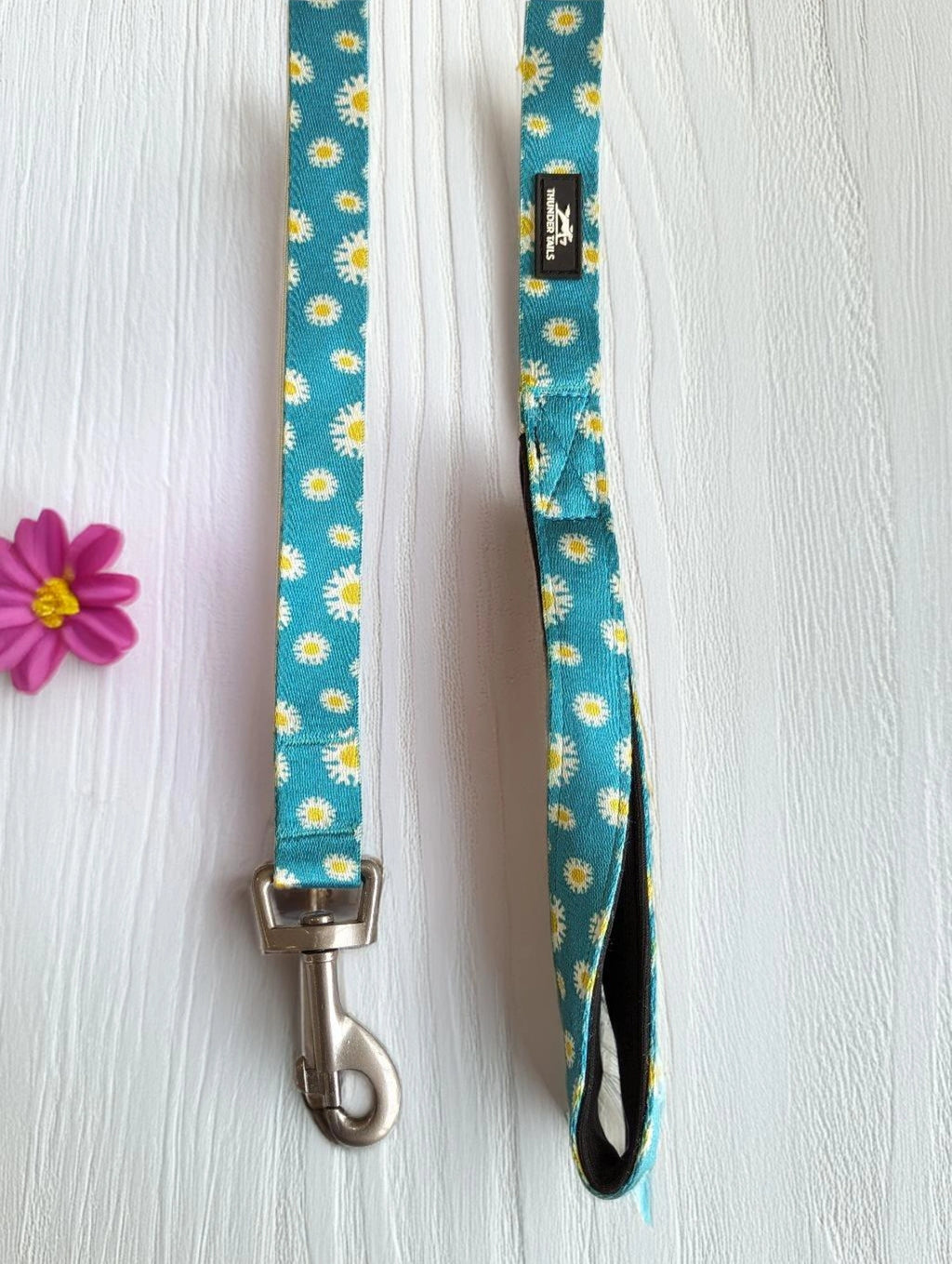 Thunder Tails Elite Nylon Printed Leash- Teal Floral