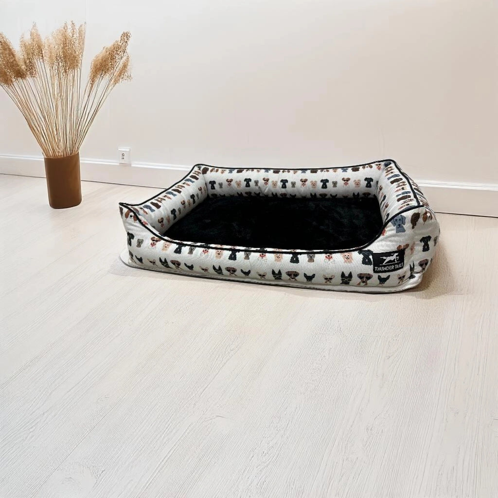 Thunder Tails Furry Face Lounger Dog Beds- Funky Dog Faces