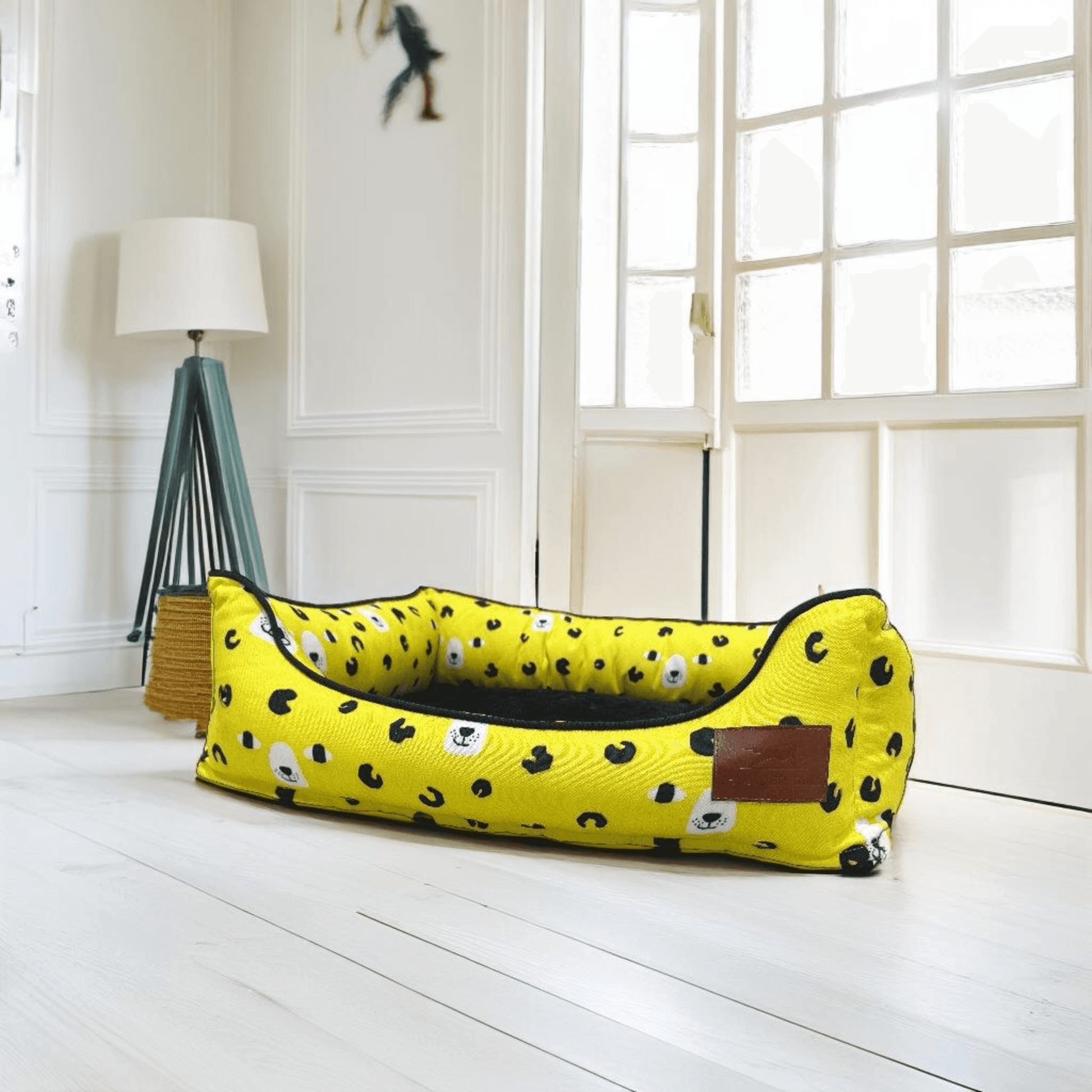Thunder Tails Furry Face Lounger Dog Beds- Yellow Dog Face - Thunder Tails