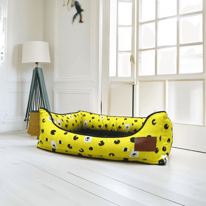 Thunder Tails Furry Face Lounger Dog Beds- Yellow Dog Face - Thunder Tails