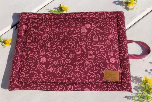 Thunder Tails 5-More-Minutes Dog Mats- Burgundy Doodle Print