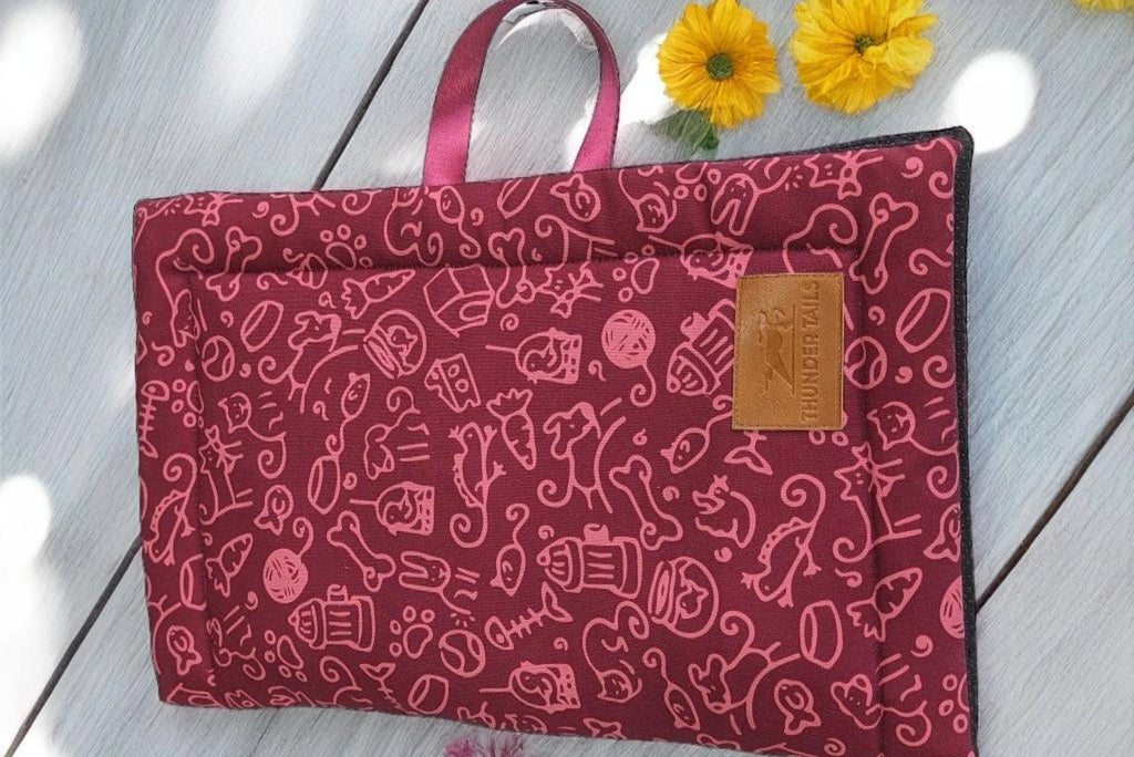 Thunder Tails 5-More-Minutes Dog Mats- Burgundy Doodle Print